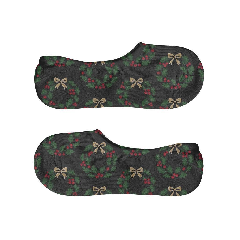 Holly Ring Wreath Garland Grid personalized invisible socks