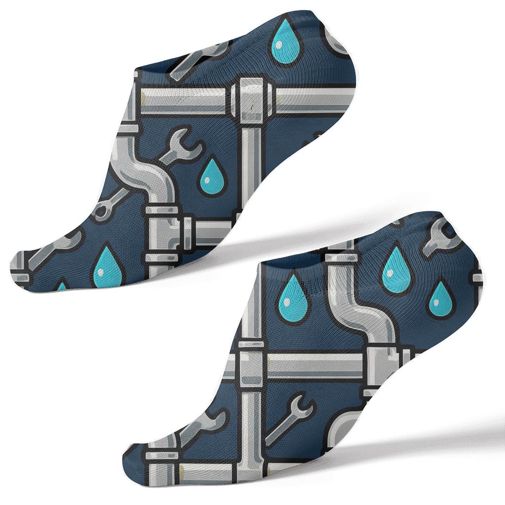 Plumber-Patterned Pipe Lattice Nightscape personalized ankle socks