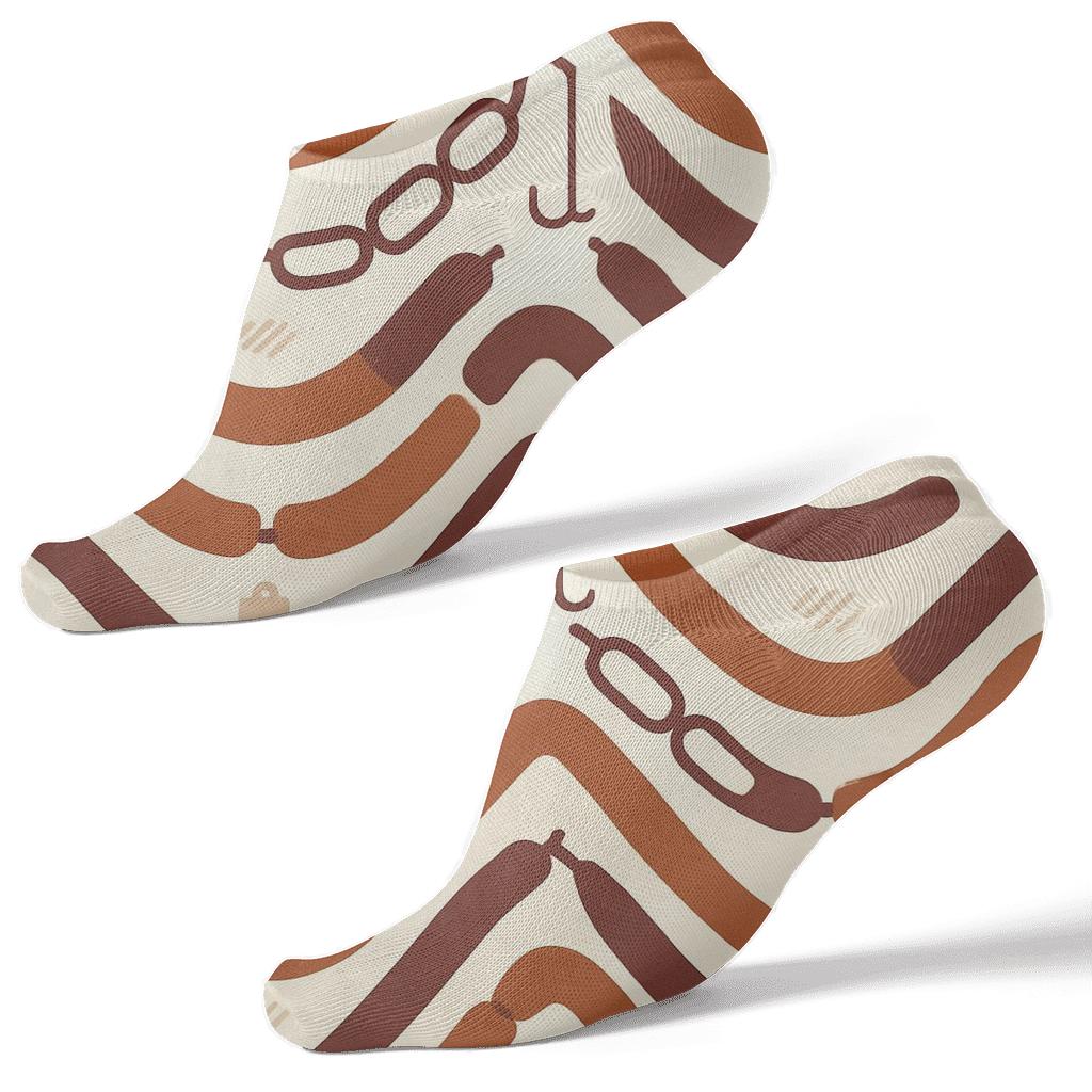 Butcher Sausage Chevron On Ivory Counterscape premium sports ankle socks