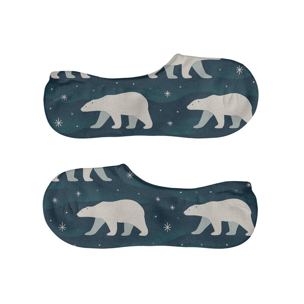 Aurora Drift Grid With Polar Bear Silhouettes breathable no-show socks