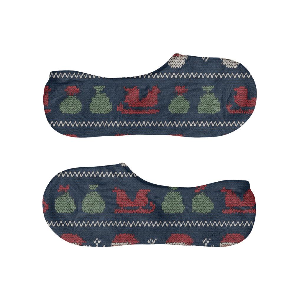 Santa Claus Fair Isle Night Pattern personalized no-show socks