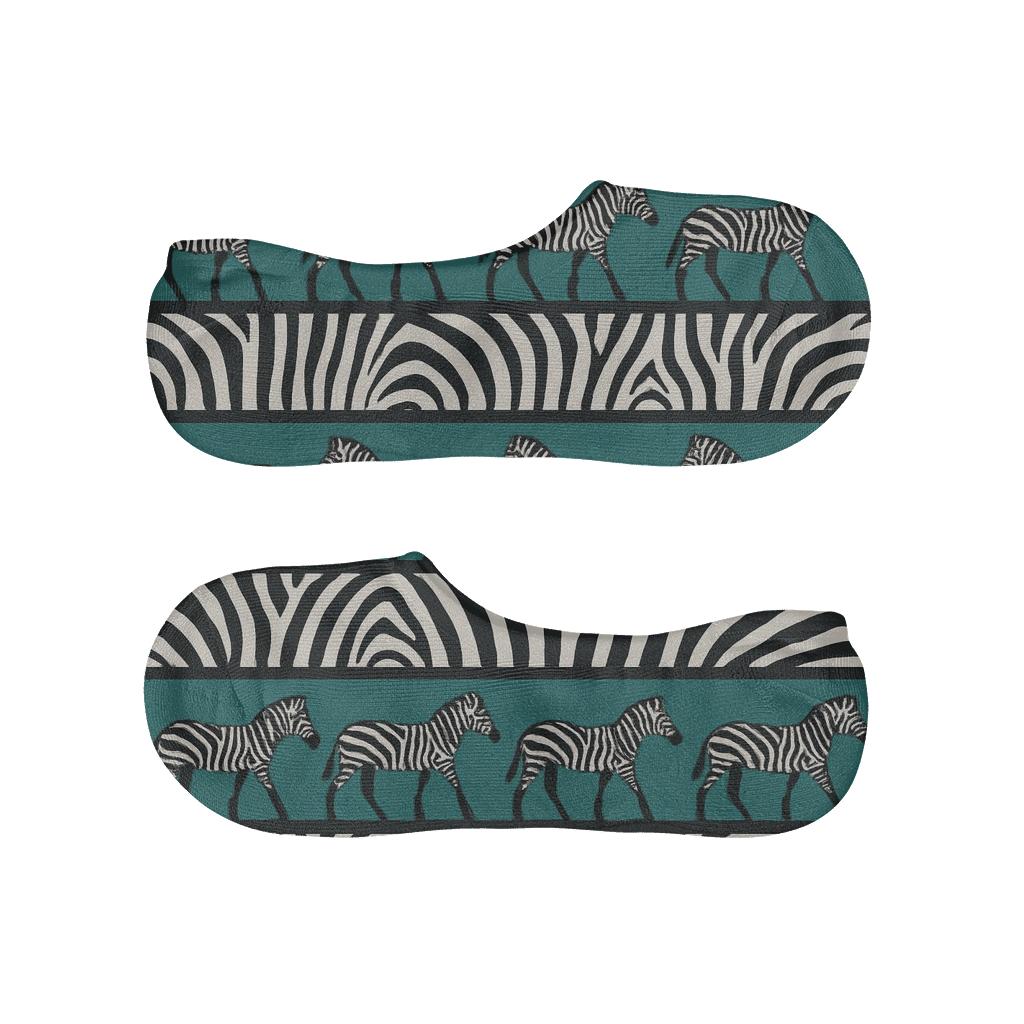 Zebra Crossing Silhouette Bands On Deep Teal trendy no-show sock styles