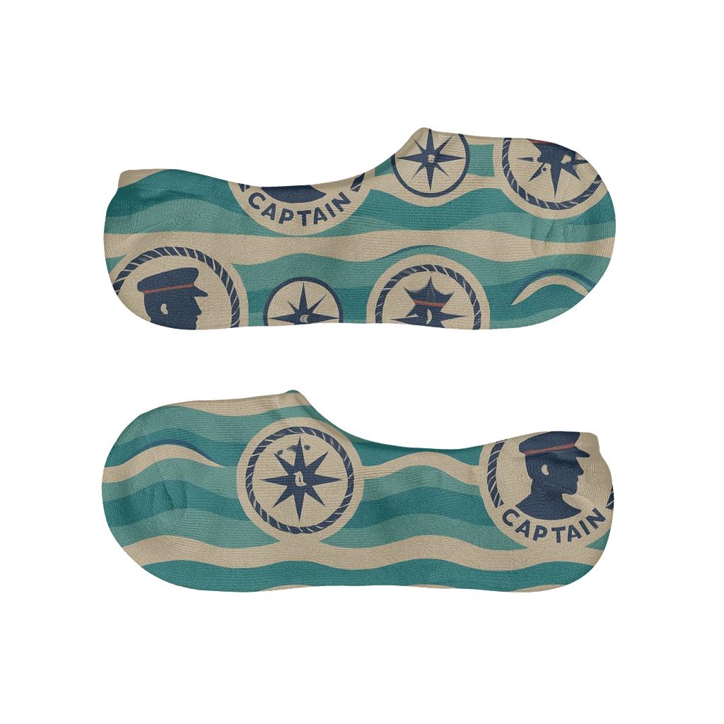 Compass Wave Band With Ship Captain Medallions trendy no-show sock styles