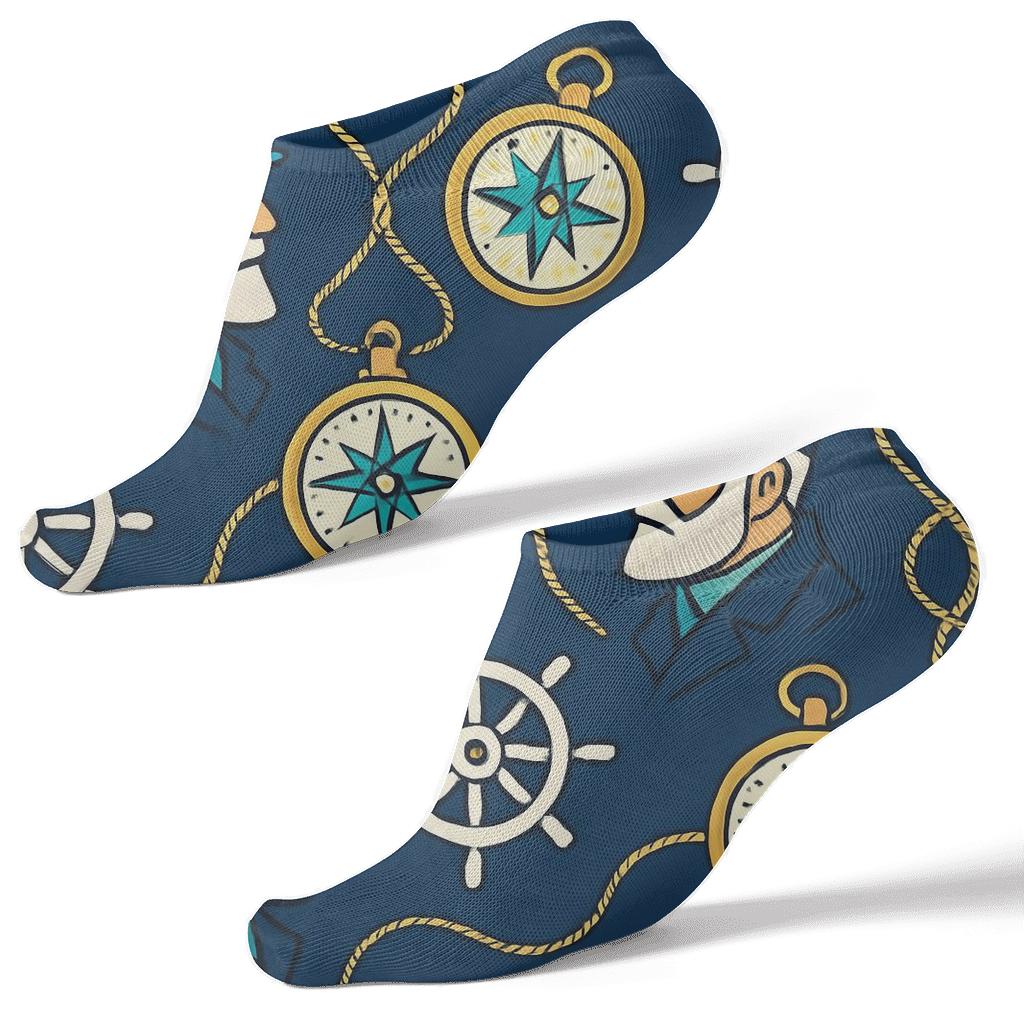 Ship Captain Constellation Compass Grid premium sports ankle socks