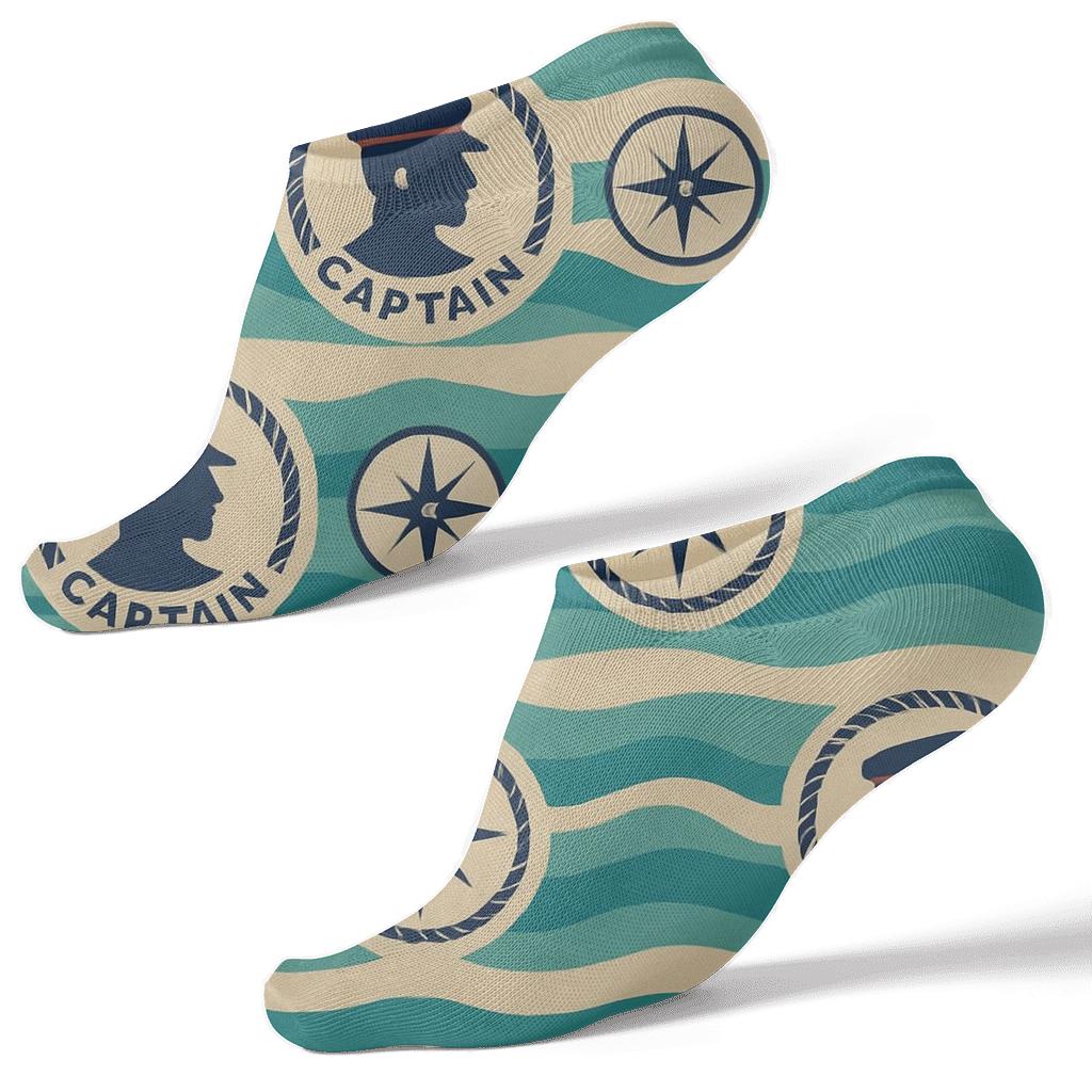 Compass Wave Band With Ship Captain Medallions personalized ankle socks