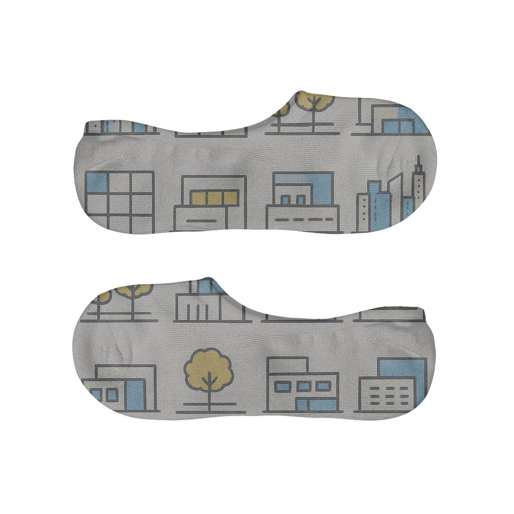 Urban Planner Skyline Grid Tapestry custom no-show socks
