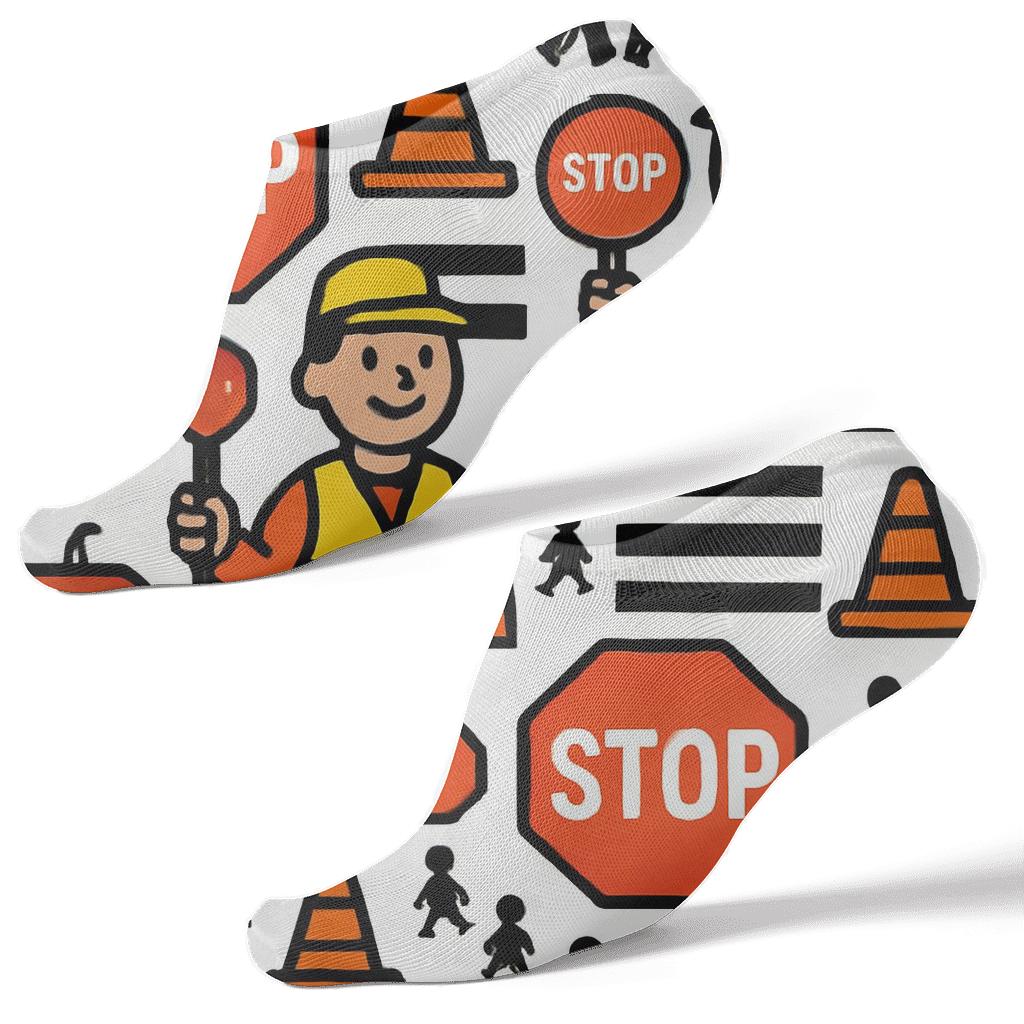 Neon Crosswalk Rhythm With Crossing Guard Icons personalized ankle socks