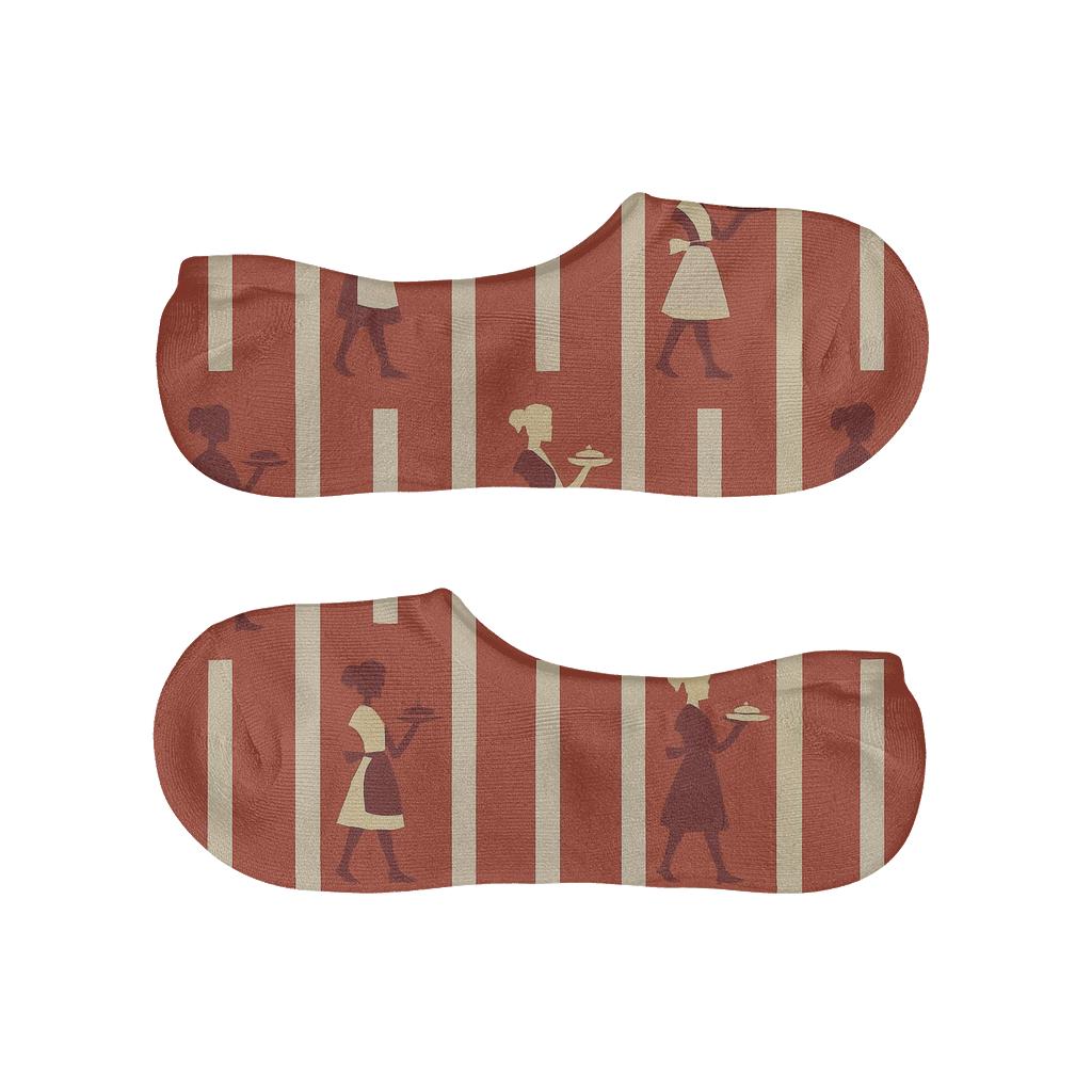 Apron Stripe With Waitress Icon Mosaic soft cotton no-show socks