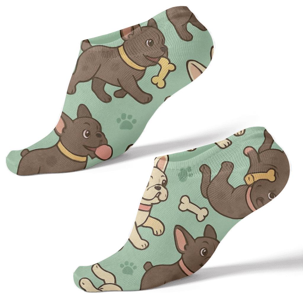 Dog Park French Bulldog Parade comfortable cotton ankle socks