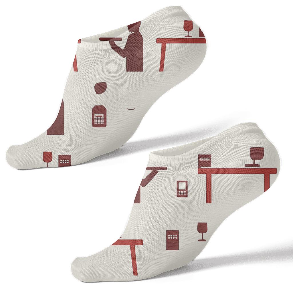 Service Symphony Pattern Restaurant Manager Edition designer print ankle socks