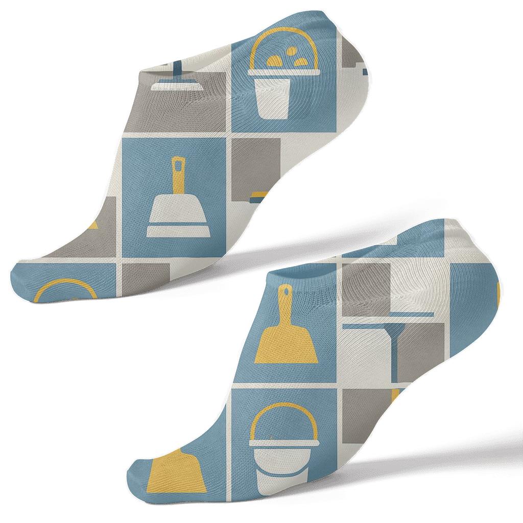 Floor Tiles With Custodian Rhythm designer print ankle socks
