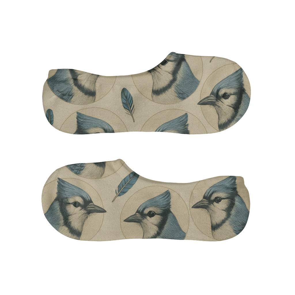 Blue Jay Crest Medallions On Soft Gray trendy no-show sock styles