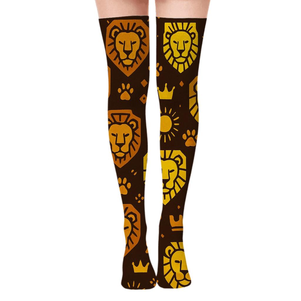 Lion Crest Savanna Crown Pattern custom over-the-knee socks