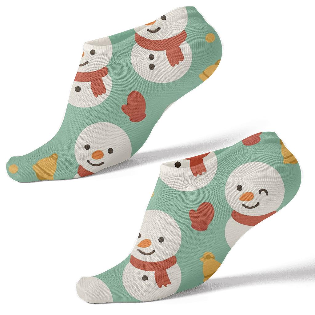 Snowman Dot Scatter In Christmas Harmony comfortable cotton ankle socks