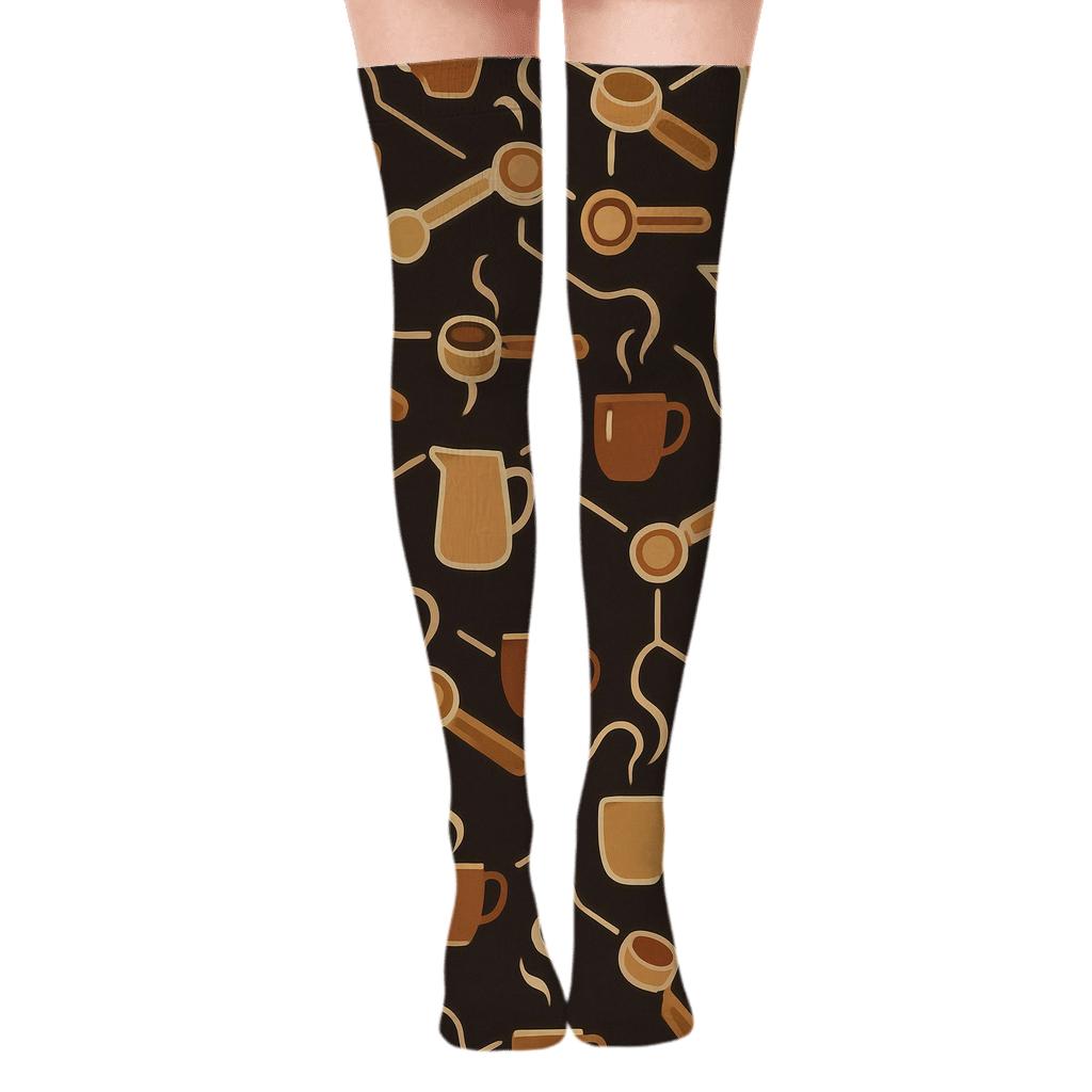 Barista Constellation Coffee Cup Tessellation trendy patterned over-the-knee socks
