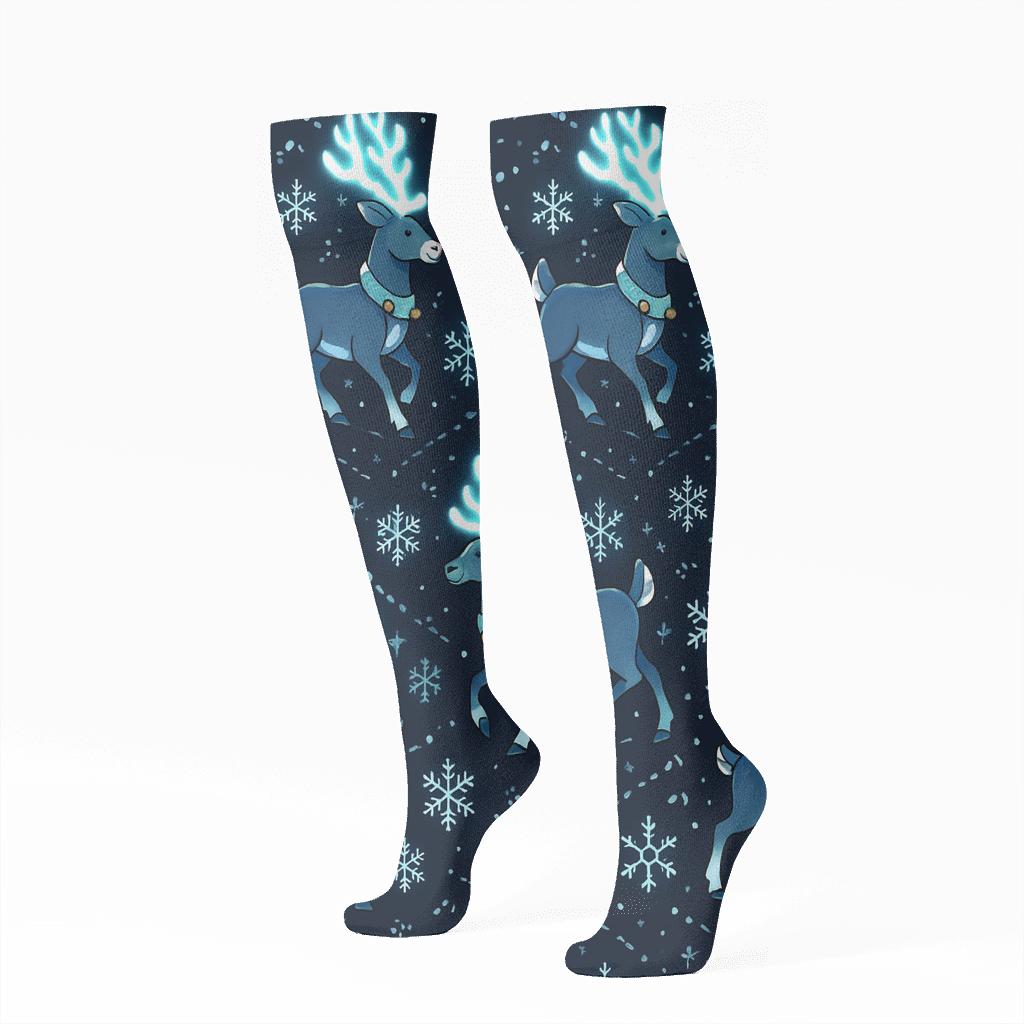 Reindeer Aurora Tundra Lattice soft everyday knee-high socks