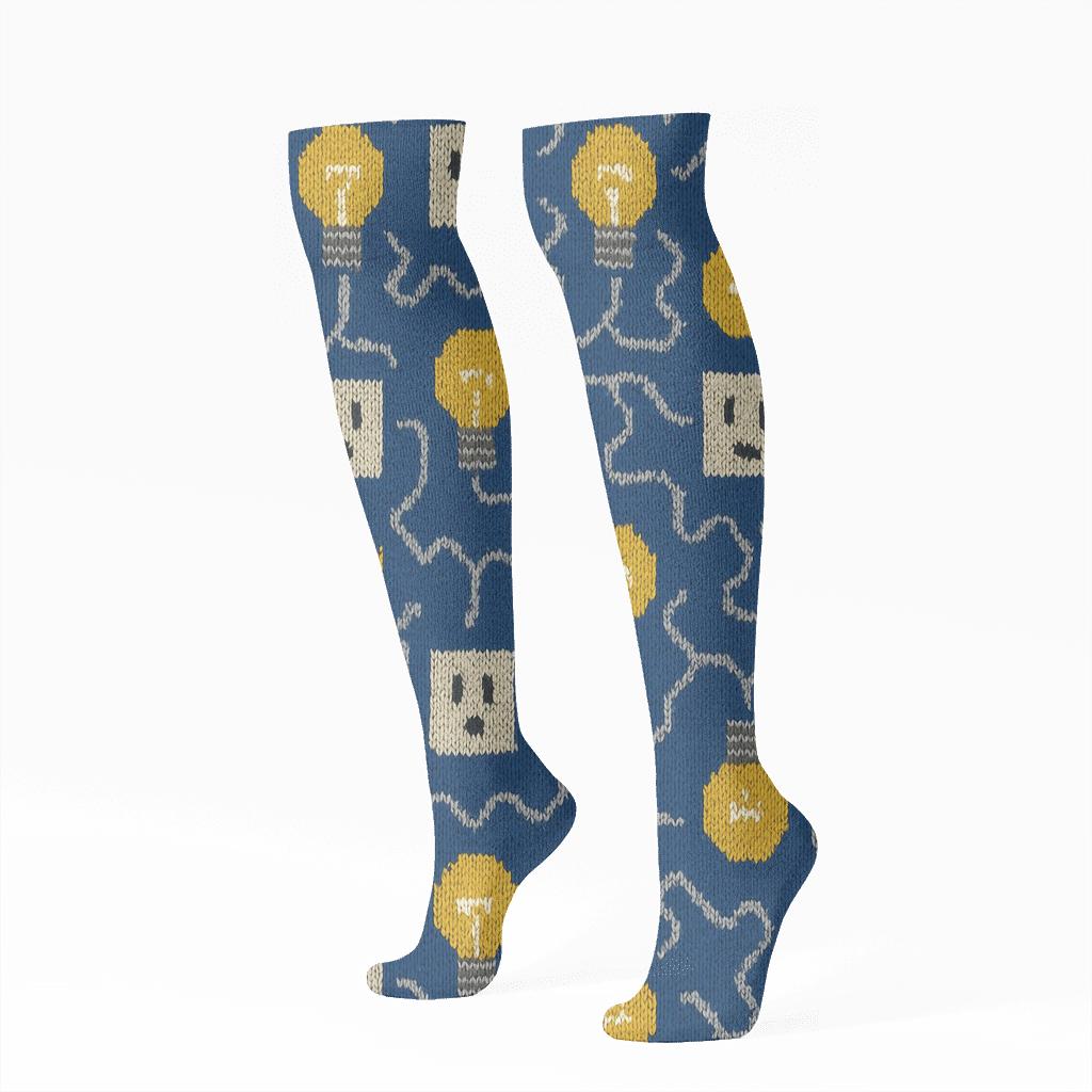 Electrician Circuit Stitch Grid custom knee-high socks