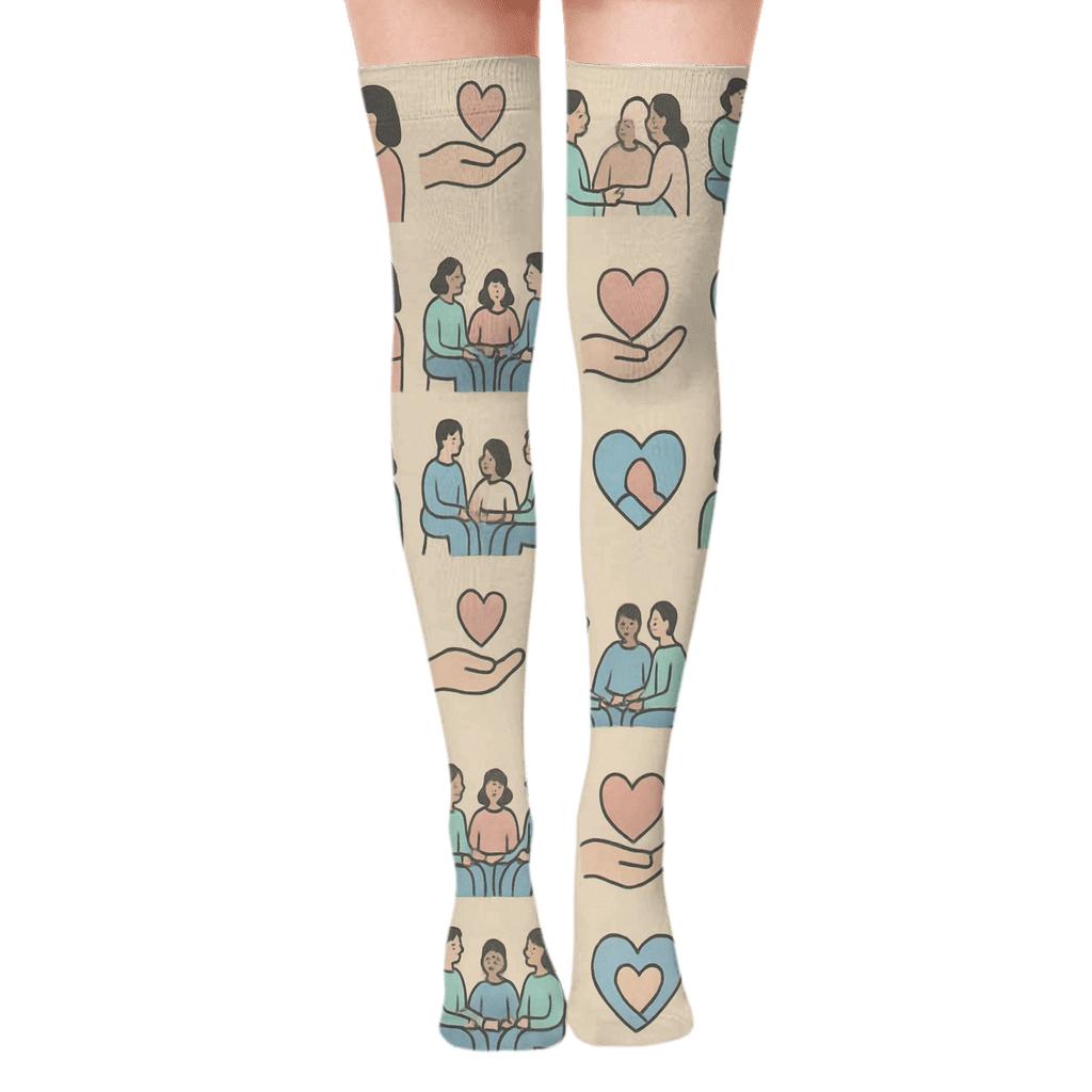 Compassion Grid In Pastel Tribute To Social Worker comfortable cotton over-the-knee socks
