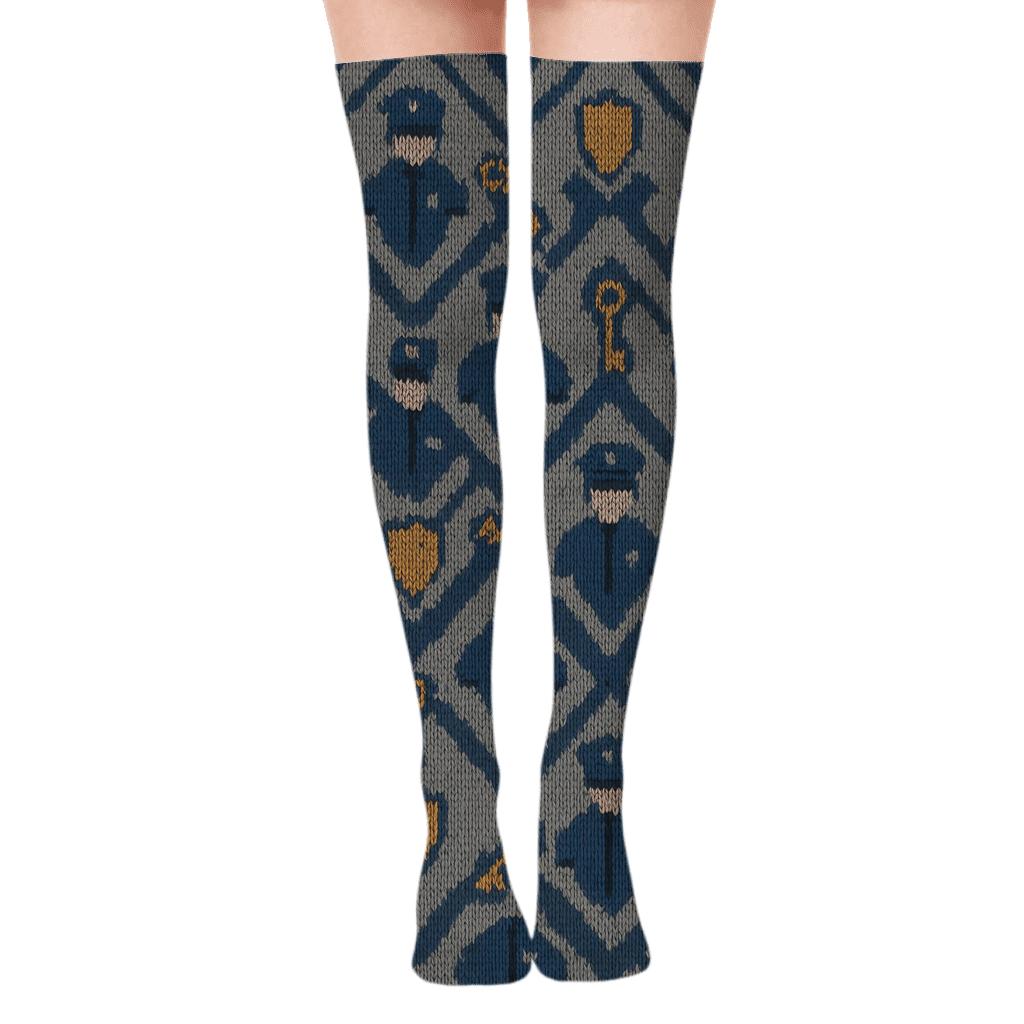 Prison Officer Chevron Knit Grid soft everyday over-the-knee socks