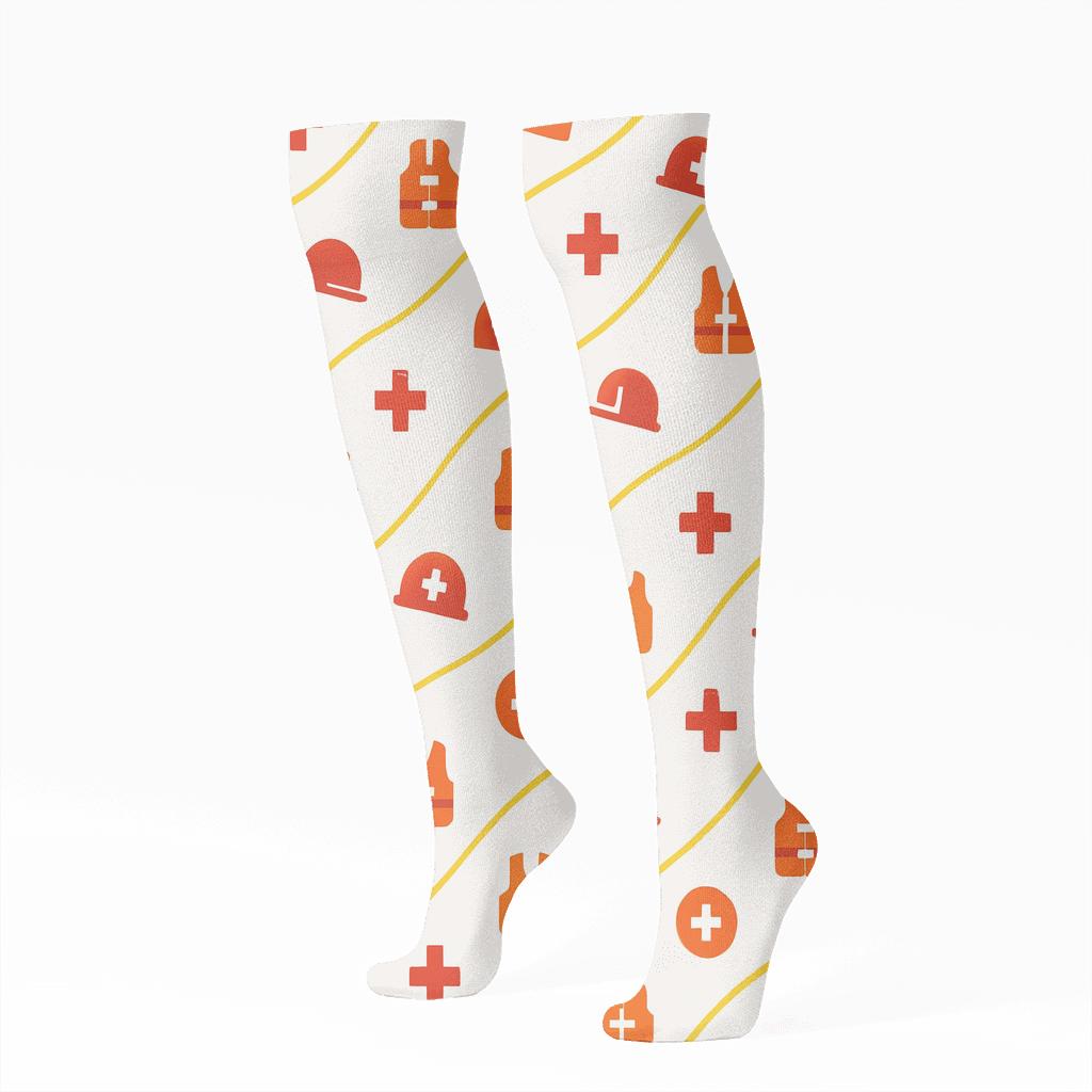 Beacon Trails With Search And Rescue Worker Icons custom knee-high socks