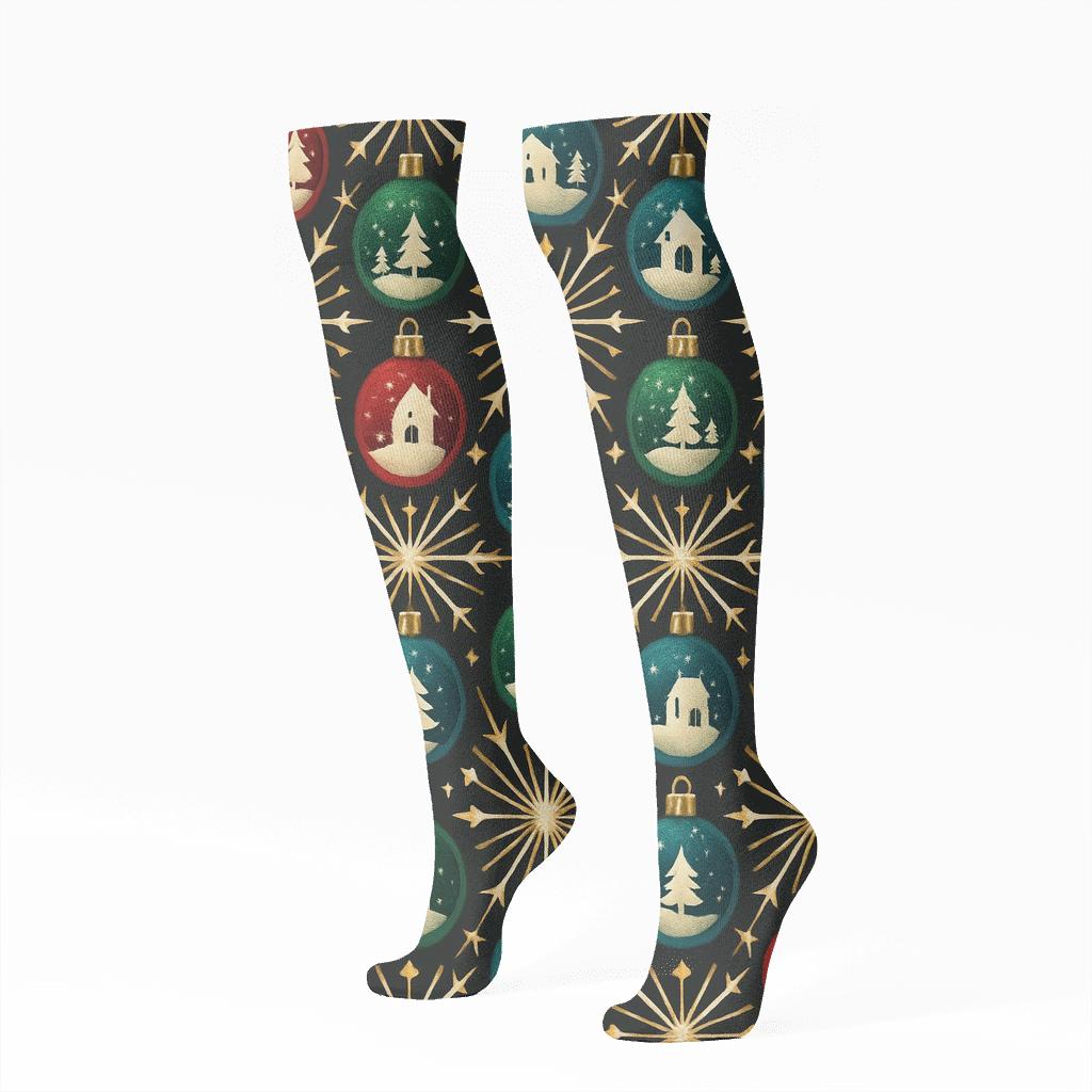Starburst-Ornament Xmas-Pattern Constellation personalized knee-high socks