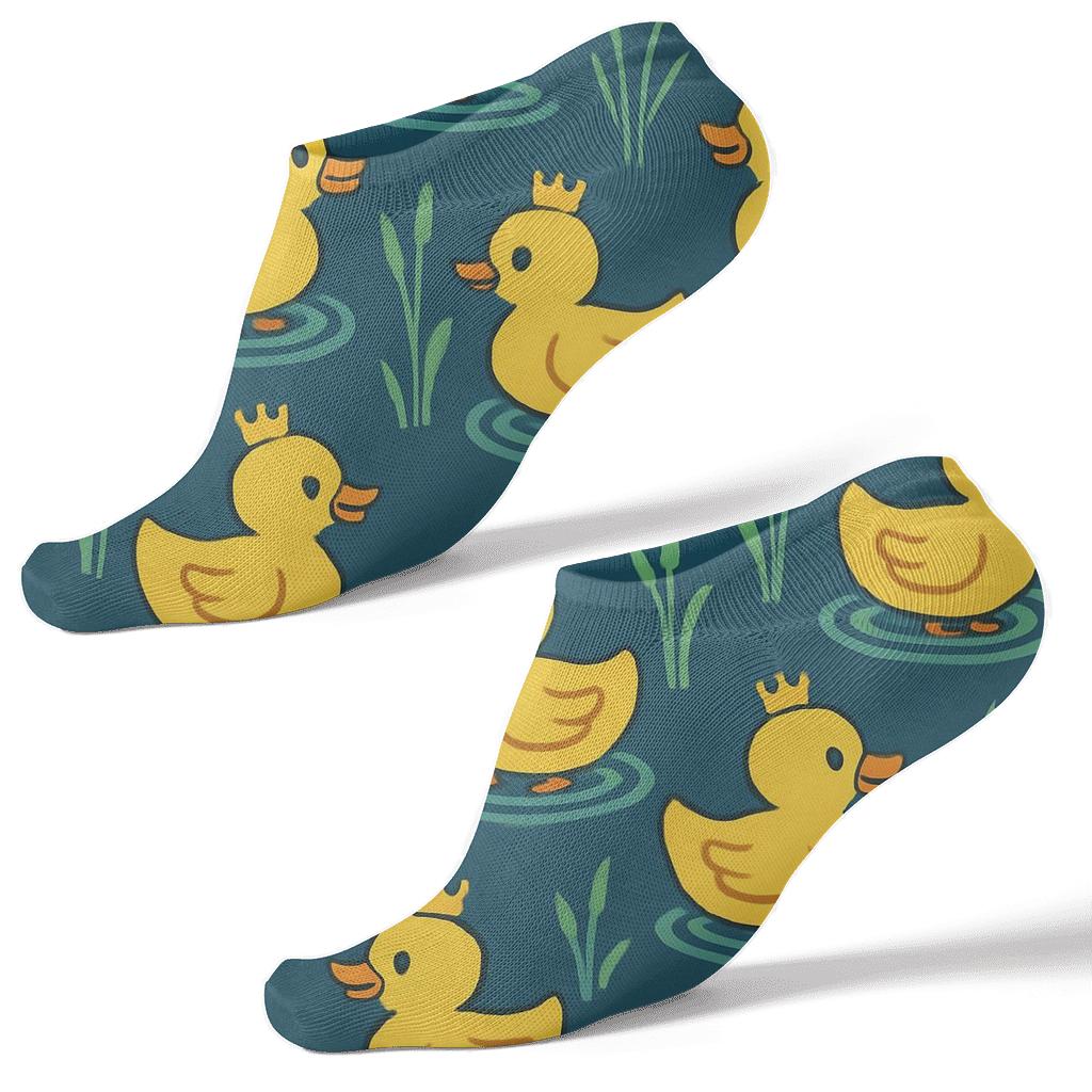 Pond Party Grid With Duck Crowns stylish athletic ankle socks