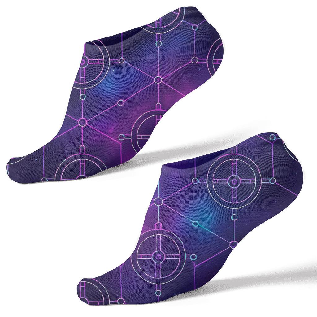 Orbital Station Lattice On Nebula Gradient stylish athletic ankle socks