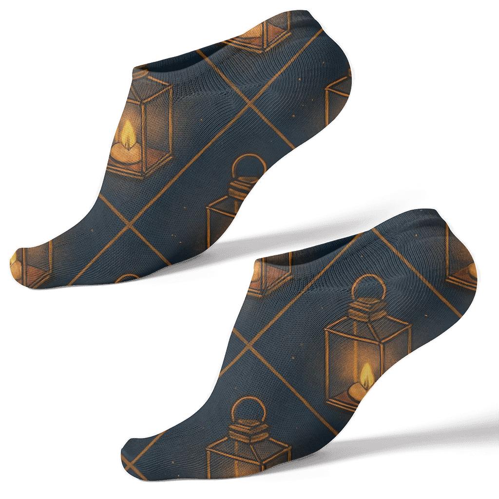Lantern Lattice With Midnight Candle Motifs comfortable cotton ankle socks