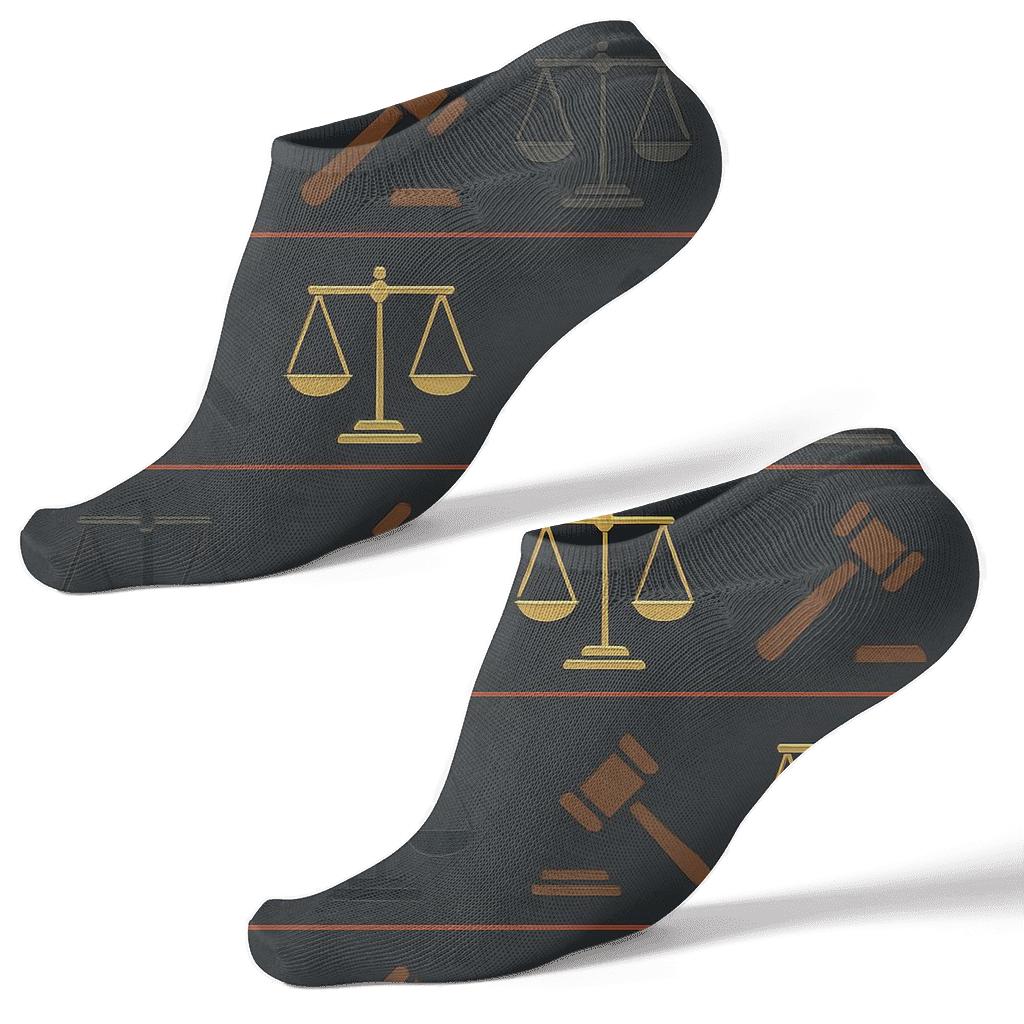 Scales And Gavel Judge Pattern Landscape personalized ankle socks
