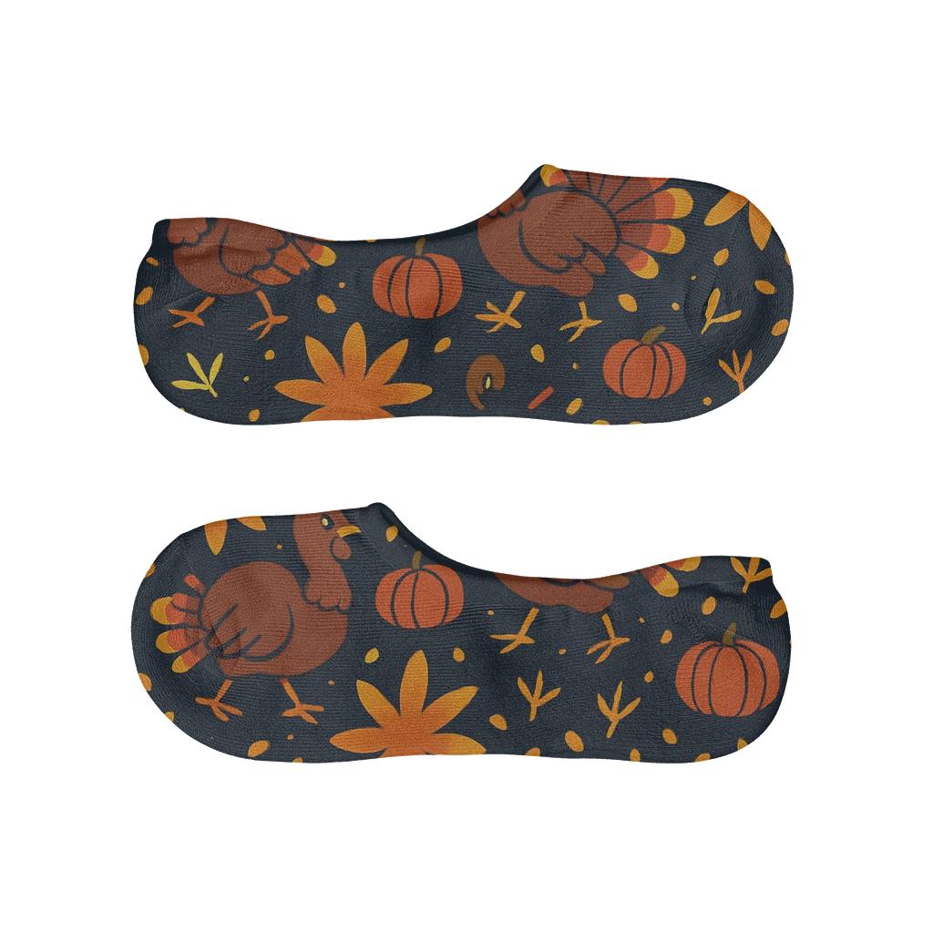 Feather Constellation With Turkey Motifs soft cotton no-show socks