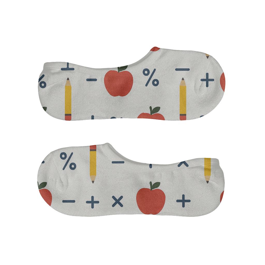 Apple Orbit Grid Pattern For Teacher soft cotton no-show socks