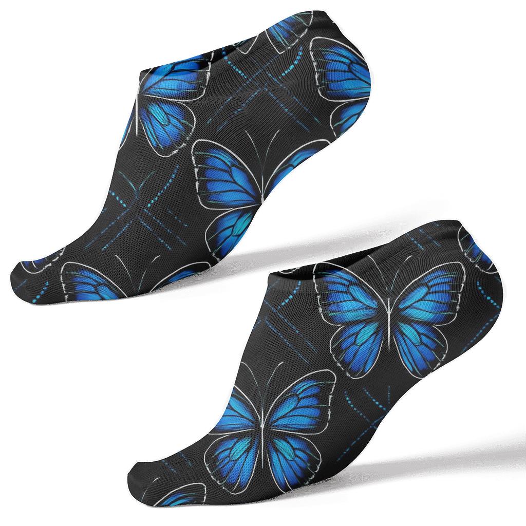 Iridescent Morpho Wing Tessellation On Midnight Field unique graphic ankle socks