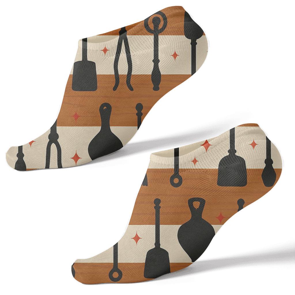 Ember Stripes With Fireplace Tool Silhouettes premium sports ankle socks