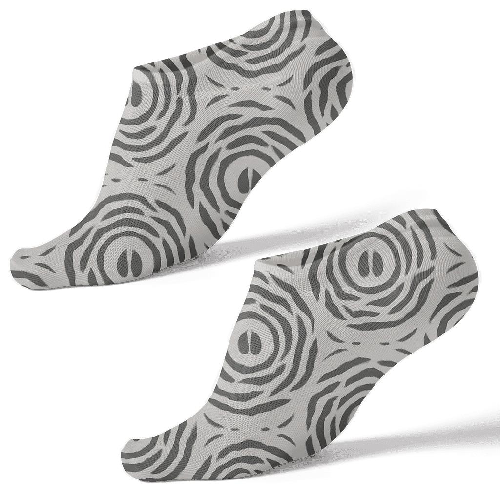 Soft Gray Hoof Ring Zebra Stripe Tessellation stylish athletic ankle socks