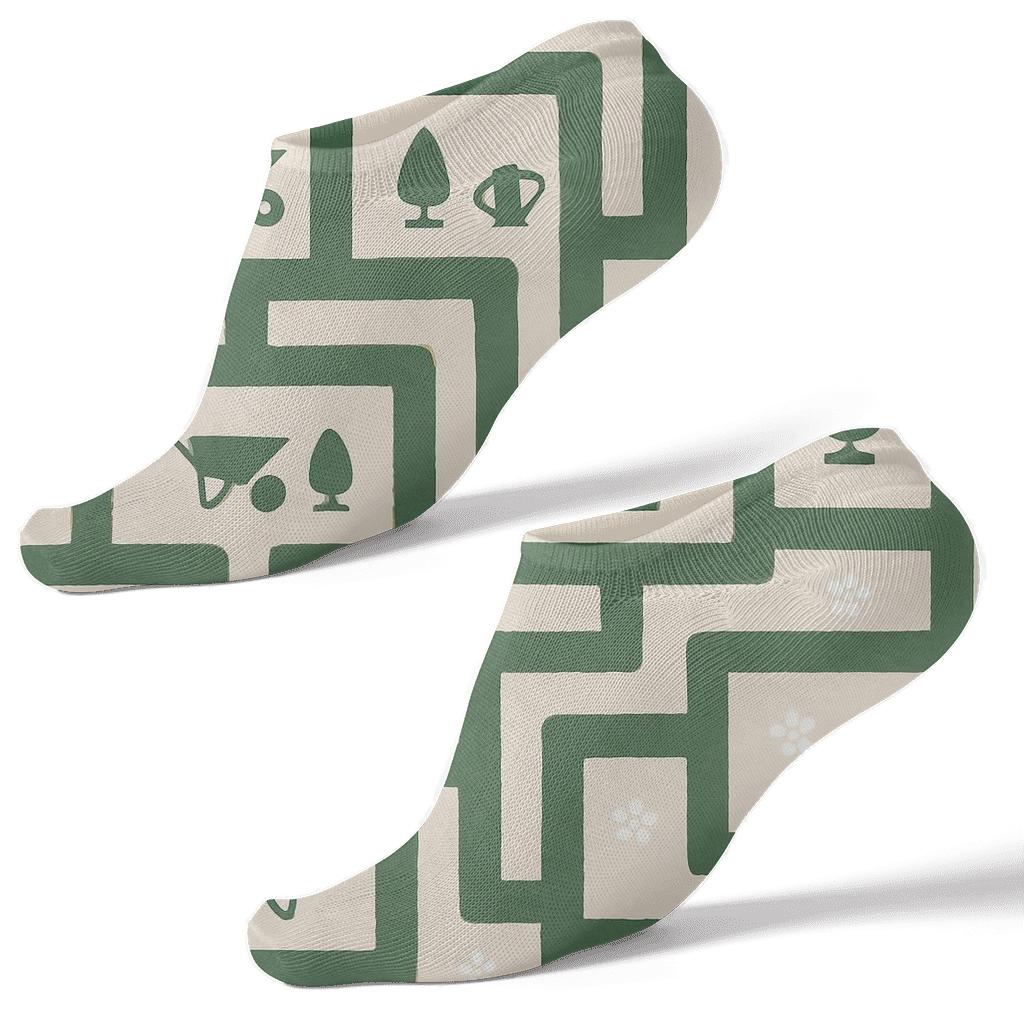 Emerald Hedge Maze Pattern Groundskeeper comfortable cotton ankle socks