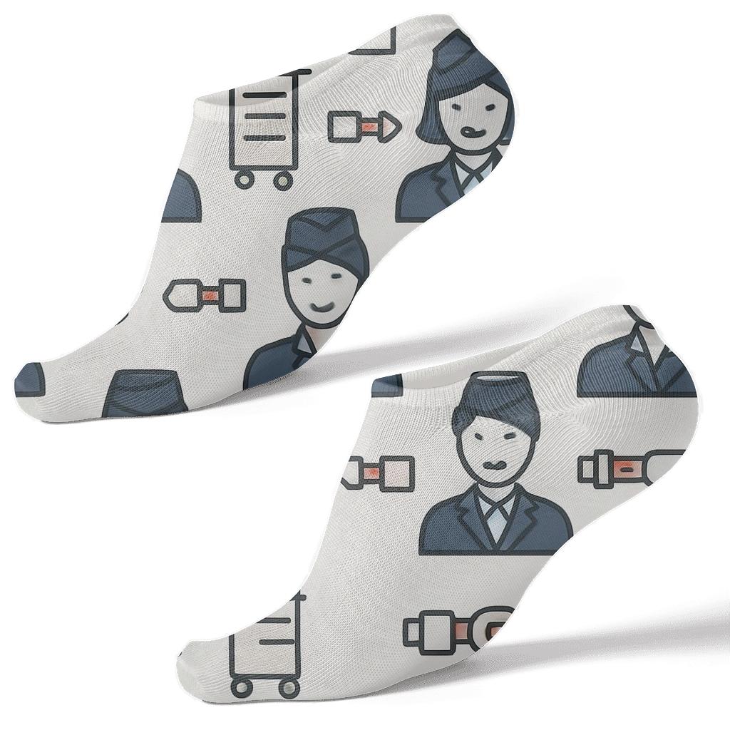 Flight Attendant Sky Service Grid soft everyday ankle socks