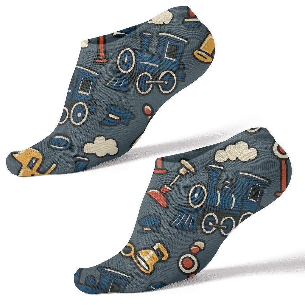 Signal Stripe Rhythm With Train Conductor Accents personalized ankle socks
