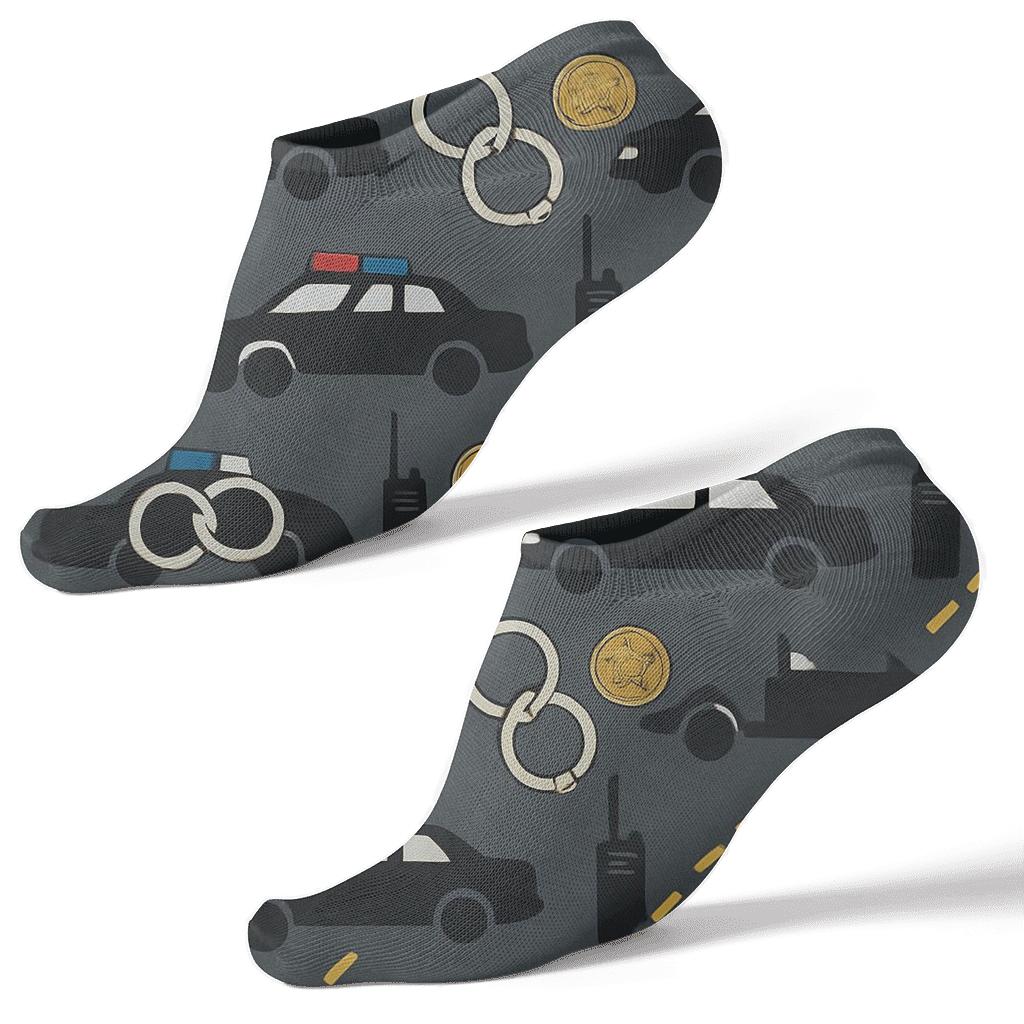 Urban Siren Rhythm With Police Officer Icons personalized ankle socks
