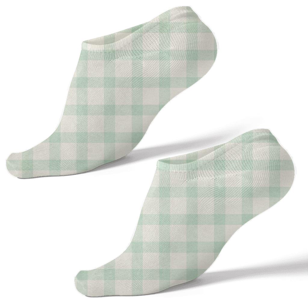 Soft Gingham Micro Grid Field designer print ankle socks