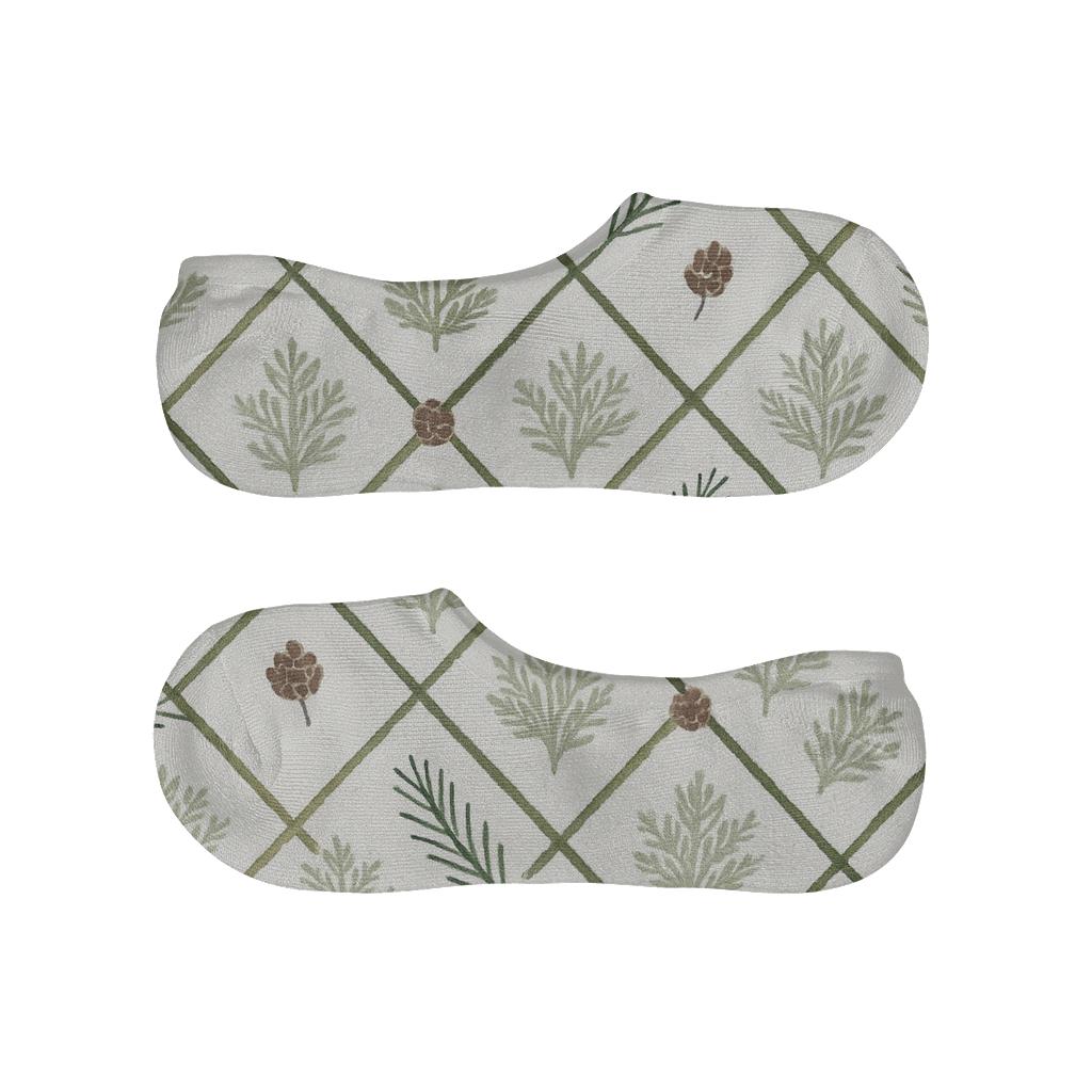 Evergreen Branches Nordic Lattice Study low cut no-show socks
