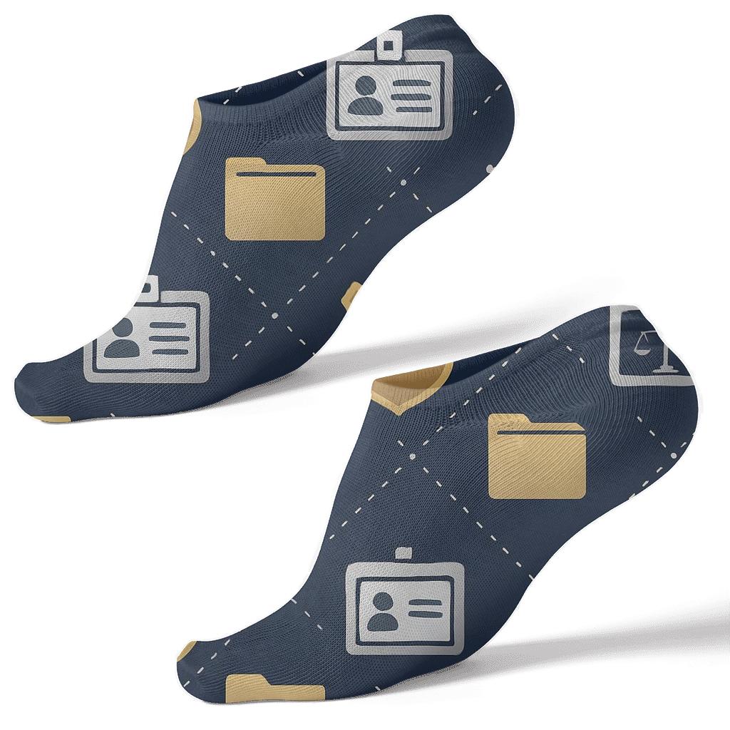 Probation Officer Badge Lattice On Deep Navy custom ankle socks