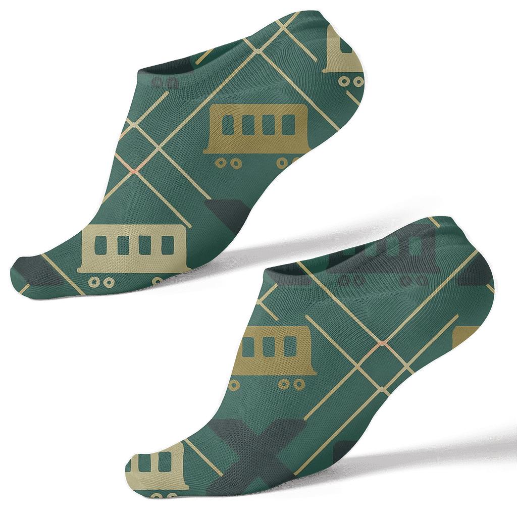 Carriage Lattice Pattern Train Conductor Edition custom ankle socks