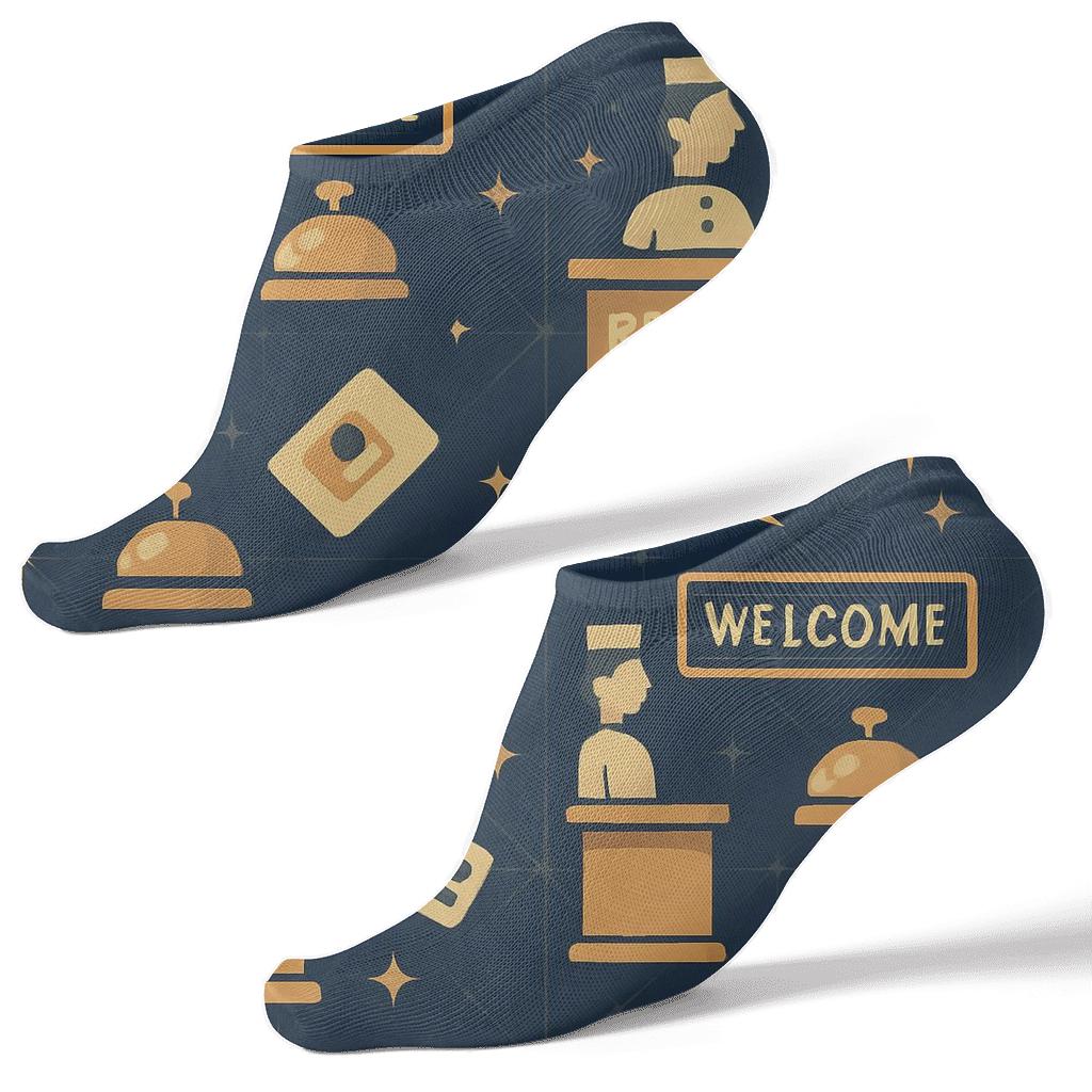 Hotel Receptionist Constellation Lobby Grid premium sports ankle socks