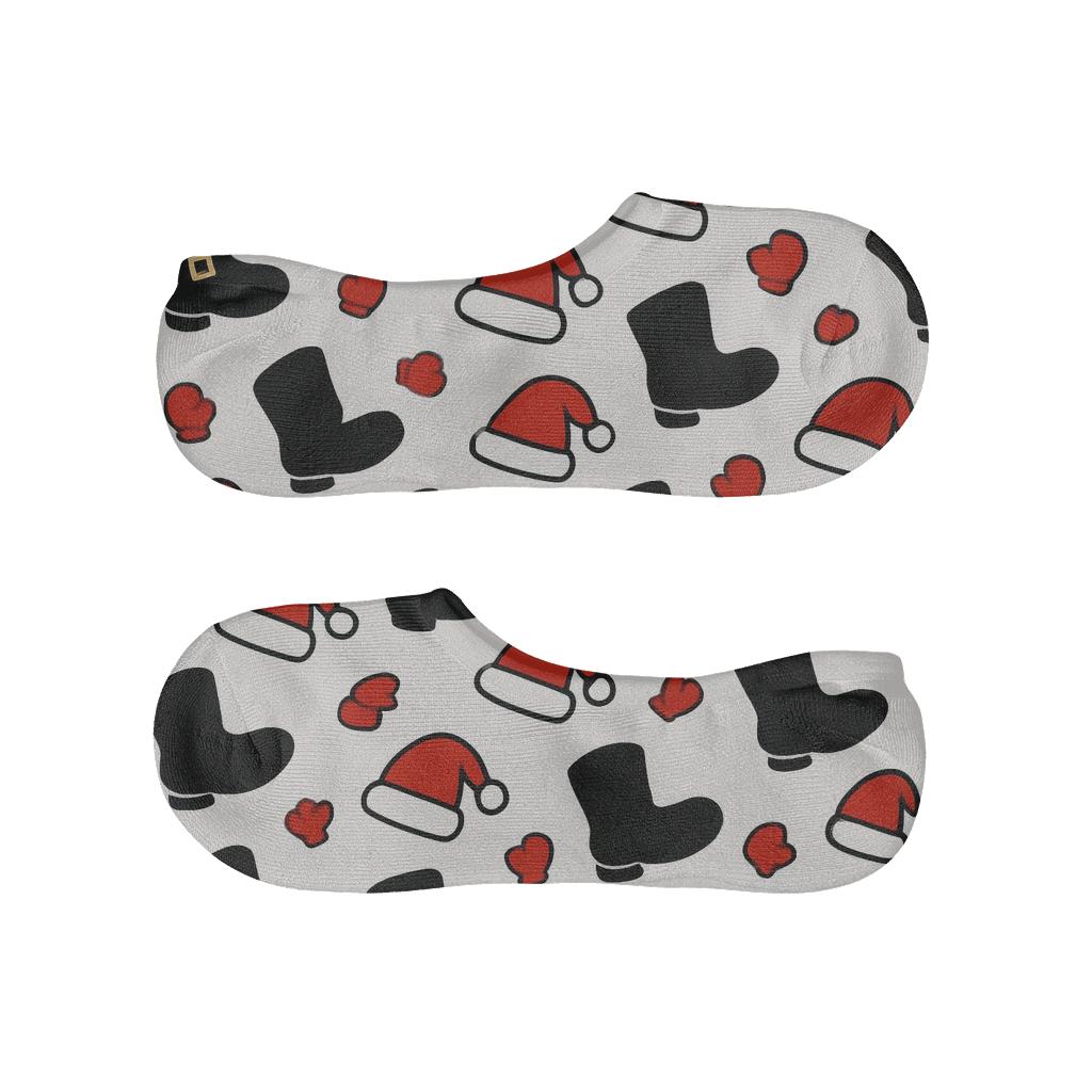 Boot Track Santa Trail On Frosted White low cut no-show socks