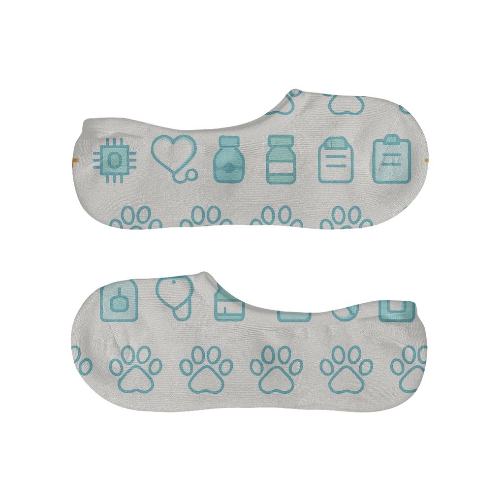 Stellar Paw Print Bands With Veterinary Technician Icons anti-slip no-show socks
