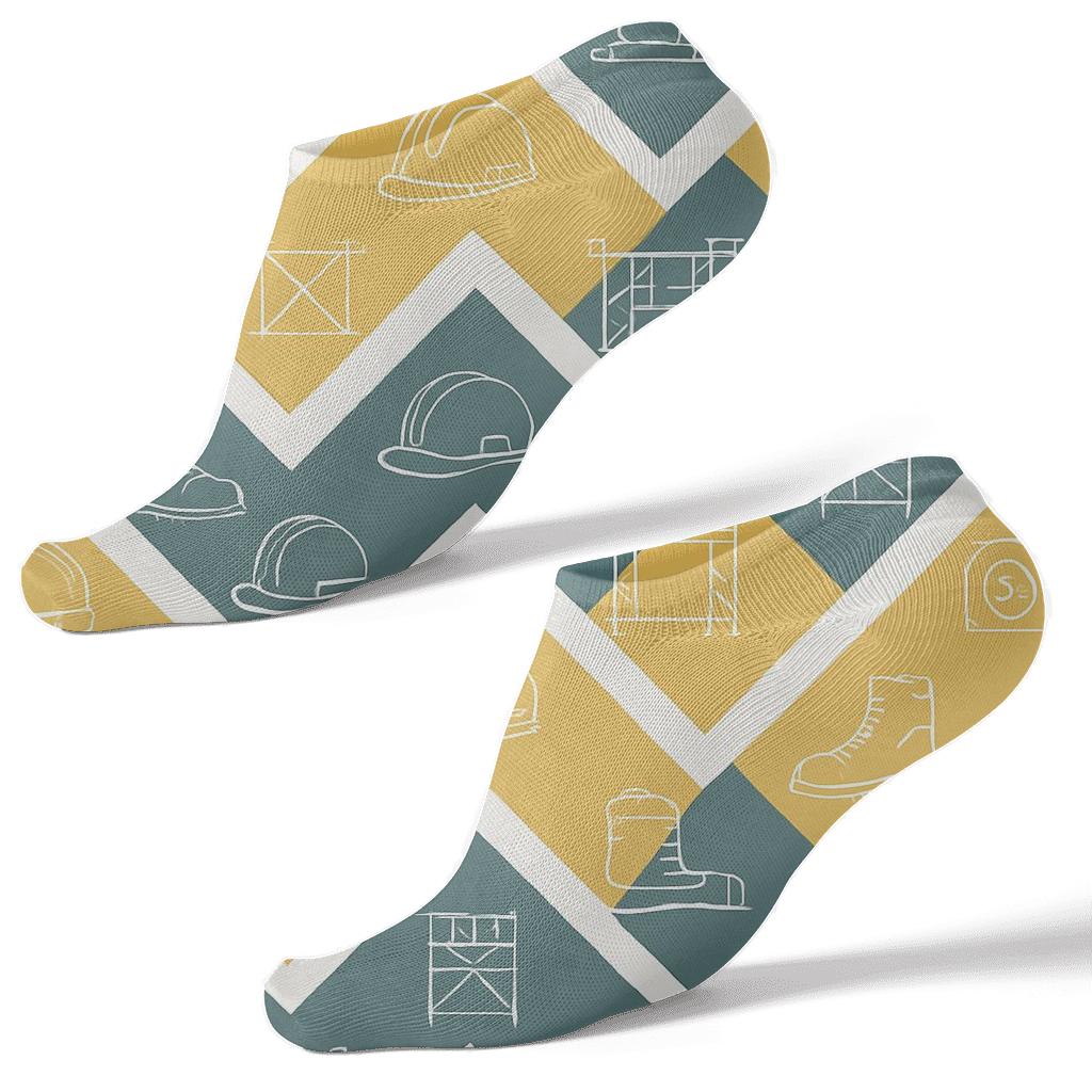 Blueprint Chevron Pattern Construction Worker comfortable cotton ankle socks