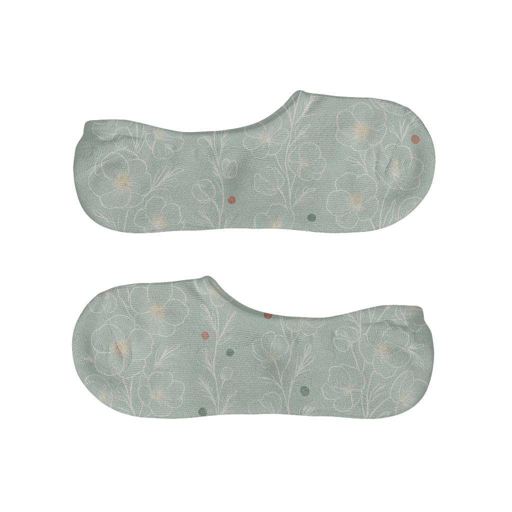 White Christmas Rose Garland Stripes On Frosted Mint personalized no-show socks