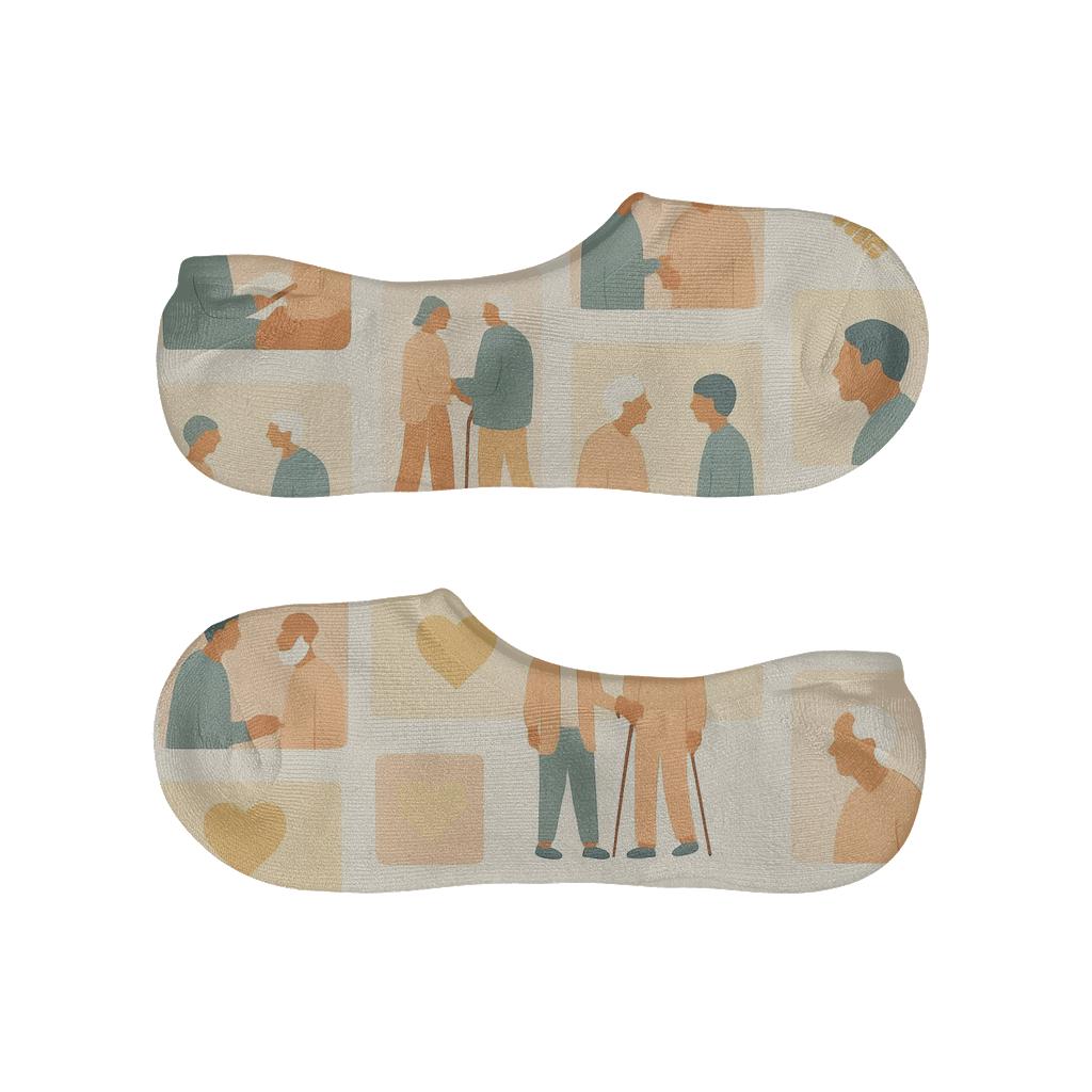 Warm Corridor Tiles With Elderly Care Worker Scenes soft cotton no-show socks