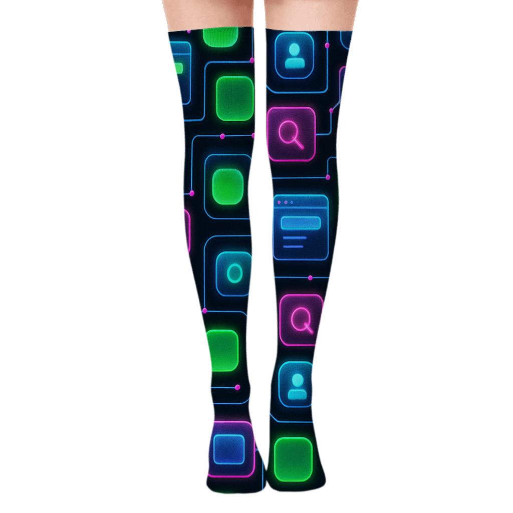 Neon Interface 2025 Grid Bloom soft everyday over-the-knee socks
