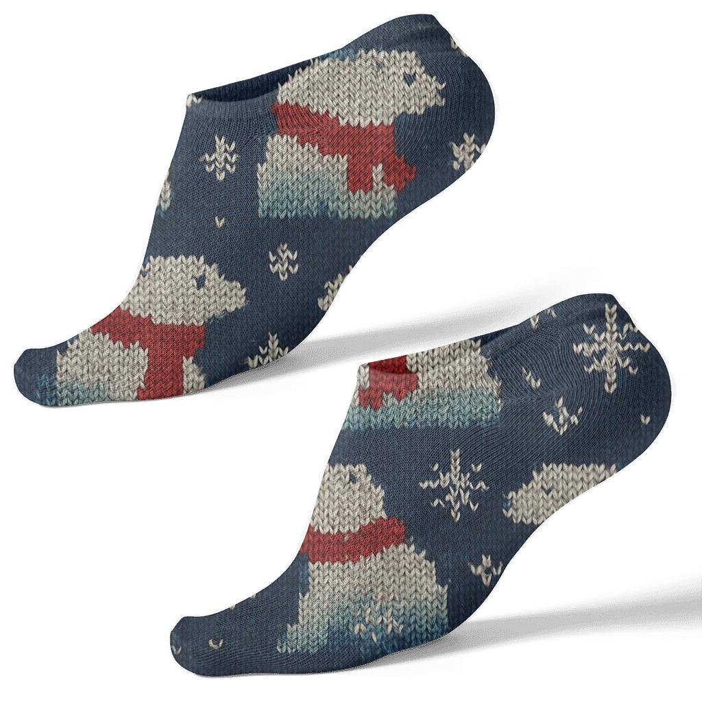 Northern Lights Polar Bear Knit Tiles premium sports ankle socks